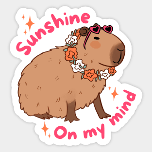 Sunshine on my mind a cute capybara ready for Summer vacation Sticker
